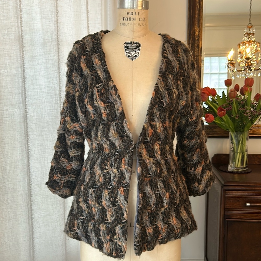 Knit Blazer by Thorn. Small. Wool, Acrylic, Mohair, & Nylon. Lining 100% Silk.
